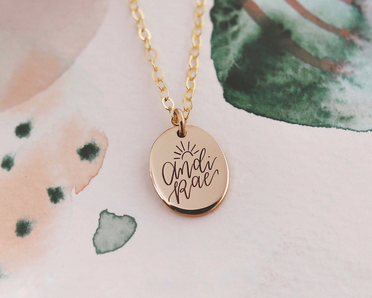 Hand Lettered Oval Necklace